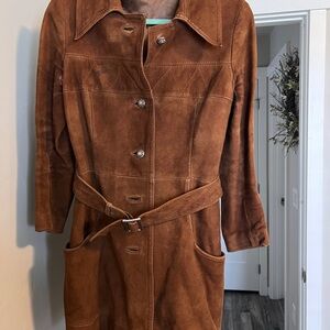 Brown Suede Trench Coat